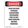 Signmission Safety Sign, OSHA Danger, 18" Height, Aluminum, High Voltage Storage Capacitors, Portrait OS-DS-A-1218-V-1960
